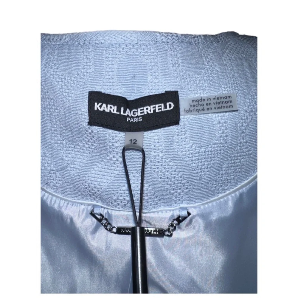 KARL LAGERFELD PARIS WOMEN’S BLUE ZIPPER BLAZER SUIT JACKET - Picture 8 of 9